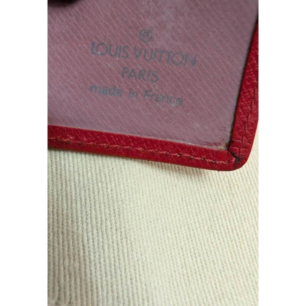 Louis Vuitton Card Holder Wallet Red Taiga Leather Bifold 2000 Authentic SP0090